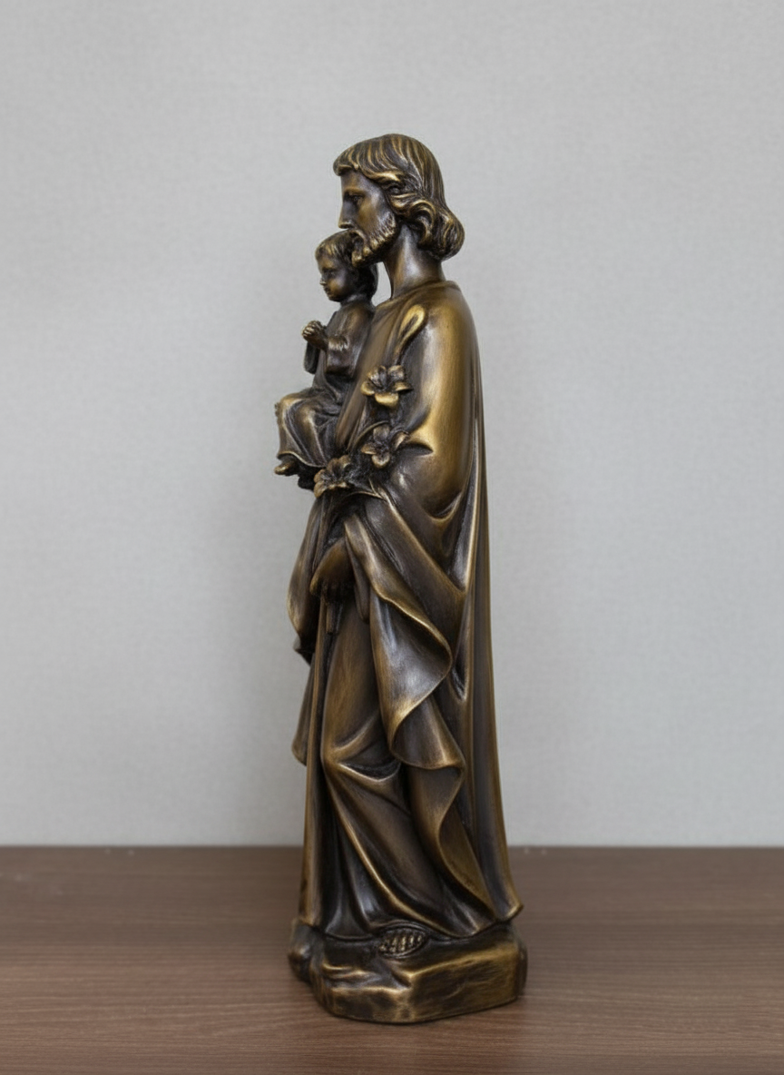 Bronze Jesus with Child Statue, Sacred Religious Sculpture for Home Decoration